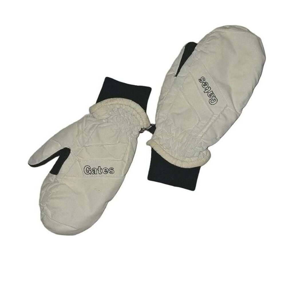 Vintage 80s Gates Ski Mittens White Black